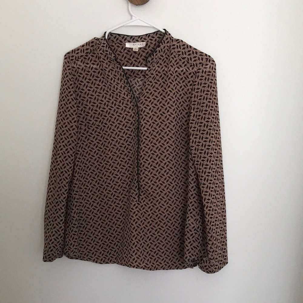 Tan and black blouse